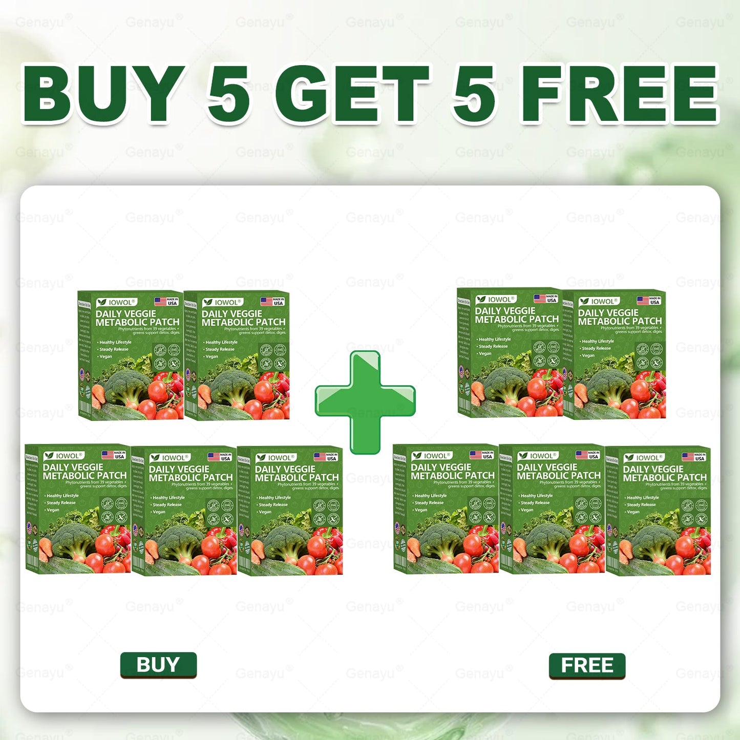 🥦 Tienda Oficial | El parche metabólico diario de vegetales IOWOL® utiliza extractos orgánicos de 39 verduras y vegetales verdes para apoyar la desintoxicación, la digestión y la energía diaria.