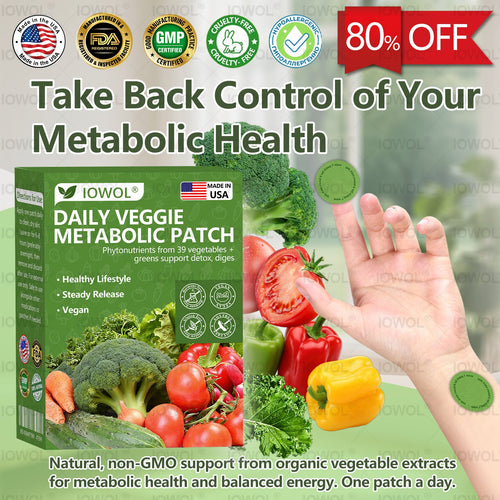 🥦 Tienda Oficial | El parche metabólico diario de vegetales IOWOL® utiliza extractos orgánicos de 39 verduras y vegetales verdes para apoyar la desintoxicación, la digestión y la energía diaria.