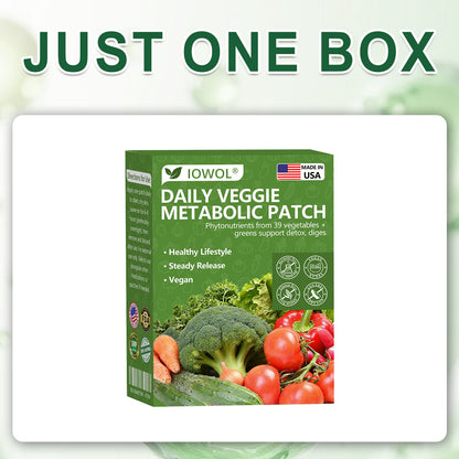 🥦 Tienda Oficial | El parche metabólico diario de vegetales IOWOL® utiliza extractos orgánicos de 39 verduras y vegetales verdes para apoyar la desintoxicación, la digestión y la energía diaria.