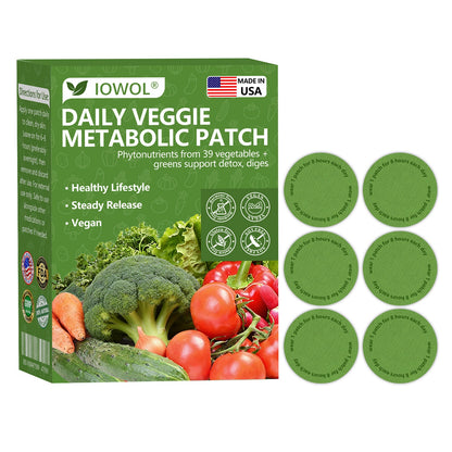 🥦 Tienda Oficial | El parche metabólico diario de vegetales IOWOL® utiliza extractos orgánicos de 39 verduras y vegetales verdes para apoyar la desintoxicación, la digestión y la energía diaria.