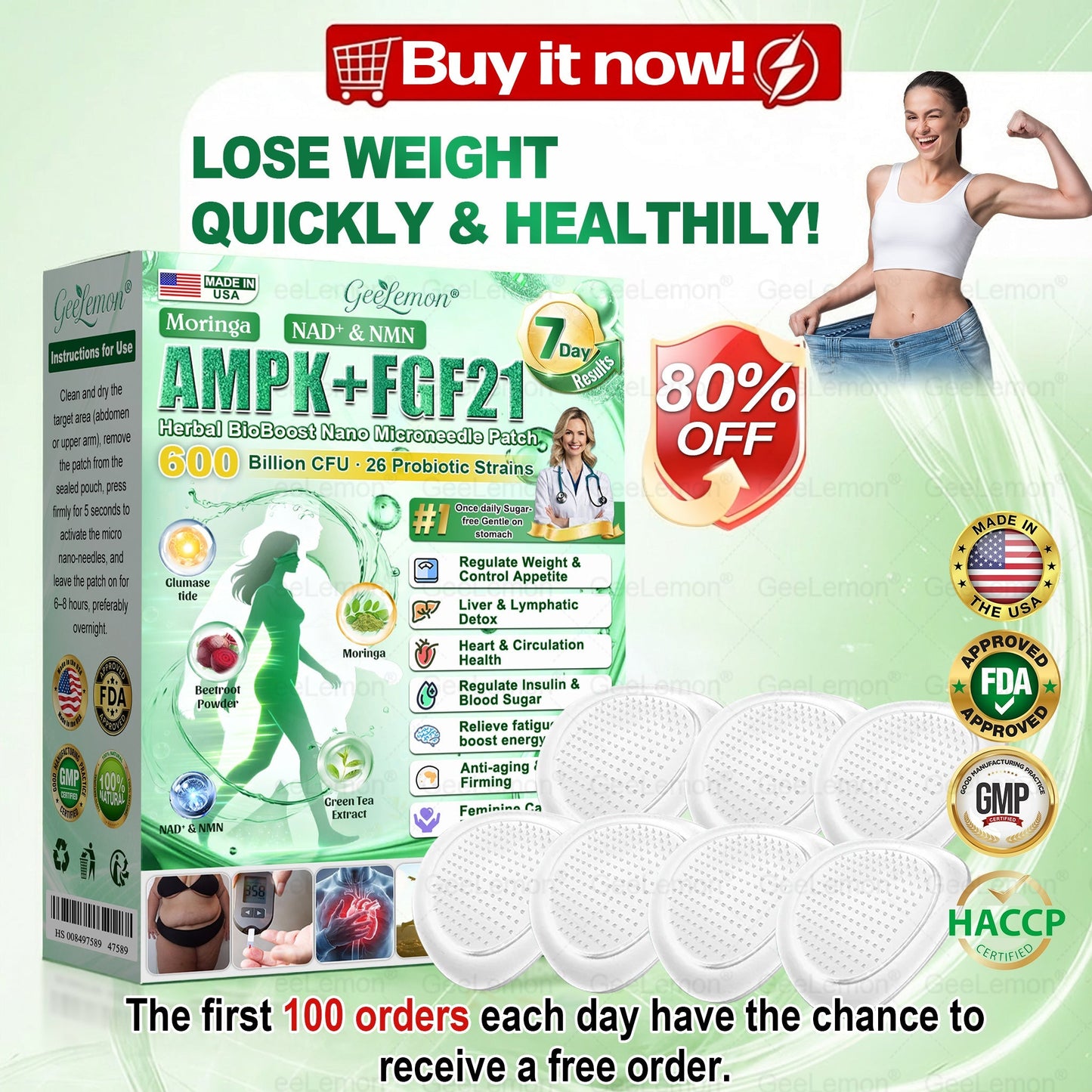 👩‍⚕️🎁𝐆𝐄𝐄𝐋𝐄𝐌𝐎𝐍® 𝐌𝐨𝐫𝐢𝐧𝐠𝐚 · 𝐀𝐌𝐏𝐊+𝐅𝐆𝐅𝟐𝟏 𝐍𝐚𝐧𝐨 𝐌𝐢𝐜𝐫𝐨𝐧𝐞𝐞𝐝𝐥𝐞 𝐏𝐚𝐭𝐜𝐡🇺🇸 (Just once a day, visible changes in 7 days) ✅ For obesity, loose skin, diabetes, and more.